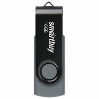 Флеш-диск 16 GB SMARTBUY Twist USB 2.0, черный, SB016GB2TWK (513907)