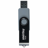 Флеш-диск 16 GB SMARTBUY Twist USB 2.0, черный, SB016GB2TWK (513907)