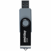 Флеш-диск 32 GB SMARTBUY Twist USB 2.0, черный, SB032GB2TWK (513909)
