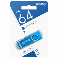Флеш-диск 64 GB SMARTBUY Twist USB 2.0, синий, SB064GB2TWB (513910)