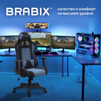 Кресло компьютерное BRABIX "GT Racer GM-100", две подушки, ткань, черное/голубое, 531818 (531818)