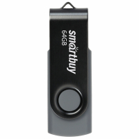 Флеш-диск 64 GB SMARTBUY Twist USB 2.0, черный, SB064GB2TWK (513911)