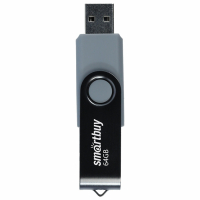 Флеш-диск 64 GB SMARTBUY Twist USB 2.0, черный, SB064GB2TWK (513911)
