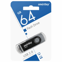 Флеш-диск 64 GB SMARTBUY Twist USB 2.0, черный, SB064GB2TWK (513911)