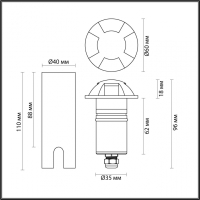 Встраиваемый грунтовый светильник Odeon Light Wald Nature 6662/3GL3