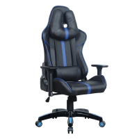 Кресло компьютерное BRABIX "GT Carbon GM-120", две подушки, экокожа, черное/синее, 531930 (531930)