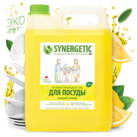Гель для мытья посуды антибактериальный 5 л, SYNERGETIC "Лимон", 103500 (605560)