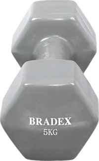 Набор из 4 шт, Гантель обрезиненная, серая 5 кг Bradex SF 0538