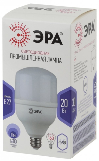 Лампа светодиодная ЭРА E27 20W 6500K матовая LED POWER T80-20W-6500-E27 Б0027011