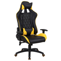 Кресло компьютерное BRABIX "GT Master GM-110", две подушки, экокожа, черное/желтое, 531927 (531927)