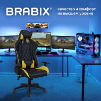 Кресло компьютерное BRABIX "GT Master GM-110", две подушки, экокожа, черное/желтое, 531927 (531927)