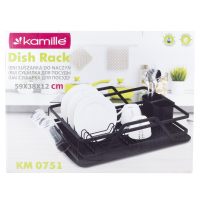 Сушилка для посуды 59*38*13 см из алюминия с поддоном (черная) Kamille 751
