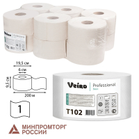 Бумага туалетная 200 м, VEIRO Professional (Система T2), КОМПЛЕКТ 12 шт., Basic, T102 (127083)