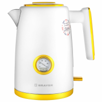 Чайник с термометром BRAYER BR1018, 1,7 л, 2200 Вт, закрытый нагревательный элемент, сталь, белый (456061)