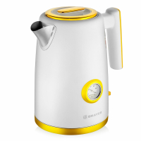 Чайник с термометром BRAYER BR1018, 1,7 л, 2200 Вт, закрытый нагревательный элемент, сталь, белый (456061)