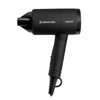 Фен BRAYER BR3040, 1400 Вт, 2 скорости, 1 температурный режим, складная ручка, черный (456104)