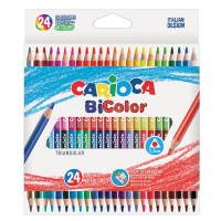 Карандаши двусторонние CARIOCA "Bi-color", 24 штуки, 48 цветов, трехранные, заточенные, 43031 (181704)