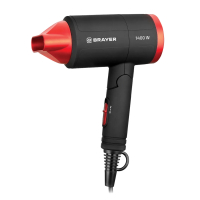 Фен BRAYER BR3040RD, 1400 Вт, 2 скорости, 1 температурный режим, складная ручка, черный/красный (456105)