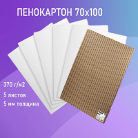 Пенокартон матовый, 70х100 см, толщина 5 мм, белый, КОМПЛЕКТ 5 листов, BRAUBERG, 112475 (112475)