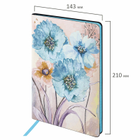 Блокнот А5 (143x210 мм), BRAUBERG VISTA "Delicate flowers", под кожу, гибкий, 80 л., 112077 (112077)