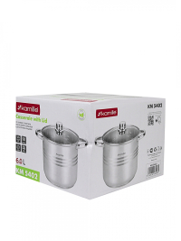 Кастрюля из нержавеющей стали 6л 22*17 см Kamille 5402