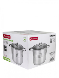 Кастрюля из нержавеющей стали 15.5л 30*23 см Kamille 5406