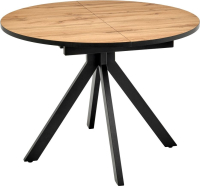 Стол Rudolf круглый раскладной 100-130x100x75см, Дуб Вотан, чёрный Bradex Home RF 0301