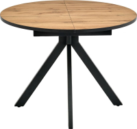 Стол Rudolf круглый раскладной 100-130x100x75см, Дуб Вотан, чёрный Bradex Home RF 0301