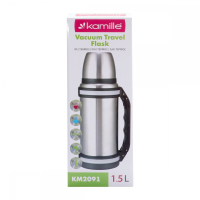 Термос 1500ml. из нержавеющей стали с ручкой и ремешком Kamille 2091