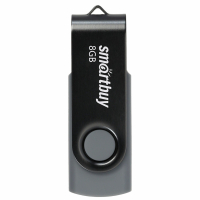 Флеш-диск 8 GB SMARTBUY Twist USB 2.0, черный, SB008GB2TWK (513905)