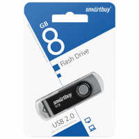 Флеш-диск 8 GB SMARTBUY Twist USB 2.0, черный, SB008GB2TWK (513905)