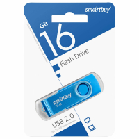 Флеш-диск 16 GB SMARTBUY Twist USB 2.0, синий, SB016GB2TWB (513906)