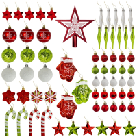 Шары новогодние ёлочные "Red&Lime", НАБОР 67 предметов, красный/зелёный, пластик, ЗОЛОТАЯ СКАЗКА, 592184