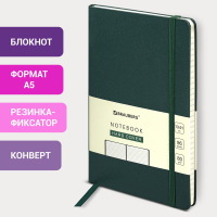 Блокнот А5 (130х210 мм), BRAUBERG ULTRA, балакрон, 80 г/м2, 96 л., линия, темно-зеленый, 113047 (113047)