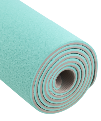 Коврик для йоги и фитнеса FM-201, TPE, 183x61x0,6 см, мятный/серый Starfit ЦБ-00001753