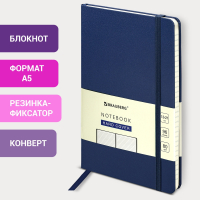 Блокнот А5 (130х210 мм), BRAUBERG ULTRA, балакрон, 80 г/м2, 96 л., линия, темно-синий, 113045 (113045)