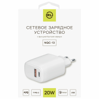 Зарядное устройство быстрое сетевое (220 В) USB QC3.0+Type-C PD 20 Вт, 3 А, RED LINE, УТ000036039 (513966)