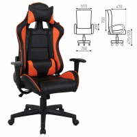 Кресло компьютерное BRABIX "GT Racer GM-100", две подушки, экокожа, черное/оранжевое, 531925 (531925)