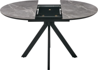 Стол Rudolf круглый раскладной 100-130x100x75см, серый керамогранит, черный Bradex Home RF 0643