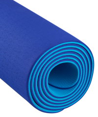 Коврик для йоги и фитнеса FM-201, TPE, 183x61x0,4 см, темно-синий/синий Starfit (ЦБ-00001563)