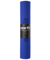 Коврик для йоги и фитнеса FM-201, TPE, 183x61x0,4 см, темно-синий/синий Starfit (ЦБ-00001563)