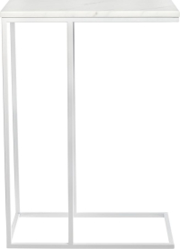 Придиванный столик Loft 50x30см, белый мрамор с белыми ножками Bradex Home RF 0359