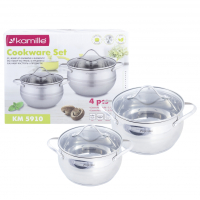 Набор кастрюль 4 предмета (16*10cm, 20*11,5cm) из нержавеющей стали Kamille 5910