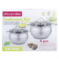 Набор кастрюль 4 предмета (16*10cm, 20*11,5cm) из нержавеющей стали Kamille 5910