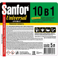 Набор из 2 шт, Чистящее средство 5 л, SANFOR 10 в 1 Universal "Лимонная свежесть", 22055 (608307)