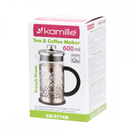 Френчпресс 600мл (нержавеющая сталь, стекло) Kamille 0774M