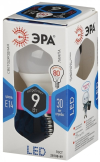 Лампа светодиодная ЭРА E14 9W 4000K матовая LED P45-9W-840-E14 Б0029042