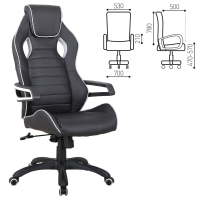Кресло компьютерное BRABIX "Techno Pro GM-003", экокожа, черное/серое, вставки серые, 531814 (531814)