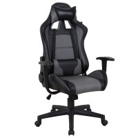 Кресло компьютерное BRABIX "GT Racer GM-100", две подушки, экокожа, черное/серое, 531926 (531926)