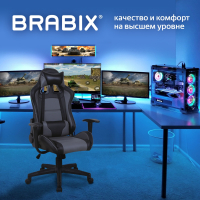 Кресло компьютерное BRABIX "GT Racer GM-100", две подушки, экокожа, черное/серое, 531926 (531926)
